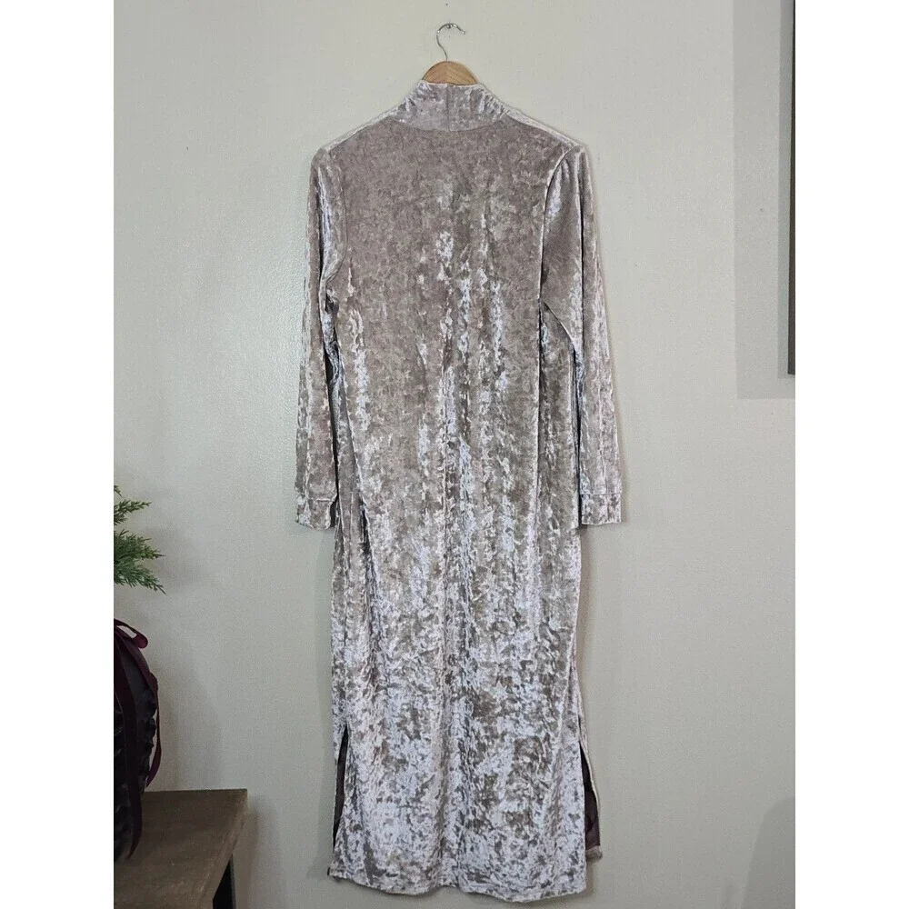 Panache Crushed Velvet Duster Cardigan Small Long Open Front Boho Maxi Kimono
